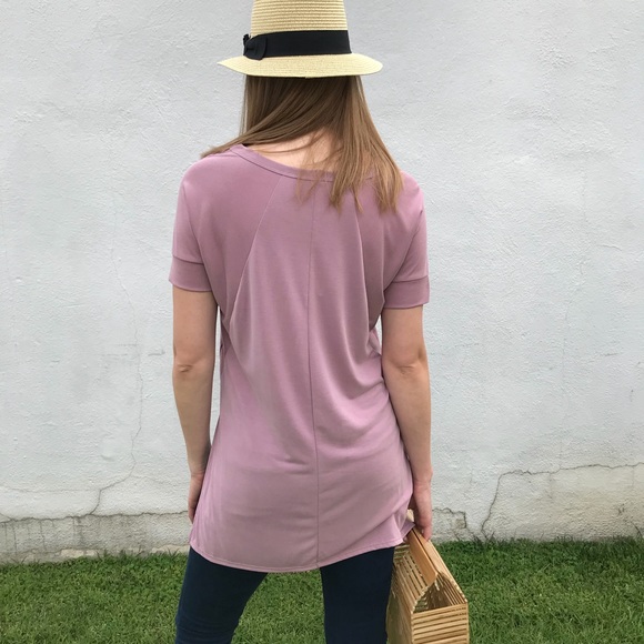 Blush Mauve Pink Cupro Jersey Mixed rib top NWT - Picture 4 of 8